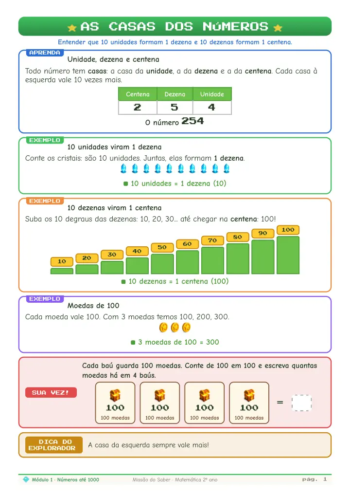 Página de ensino: números até 1000