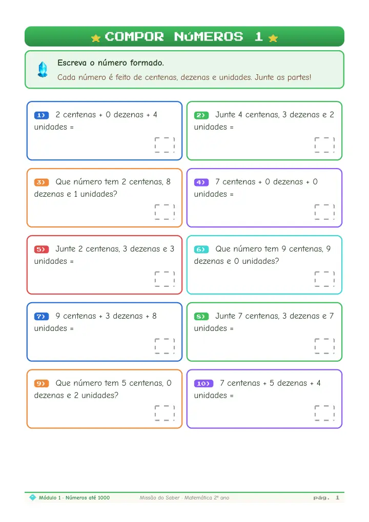 Treino de composição de números